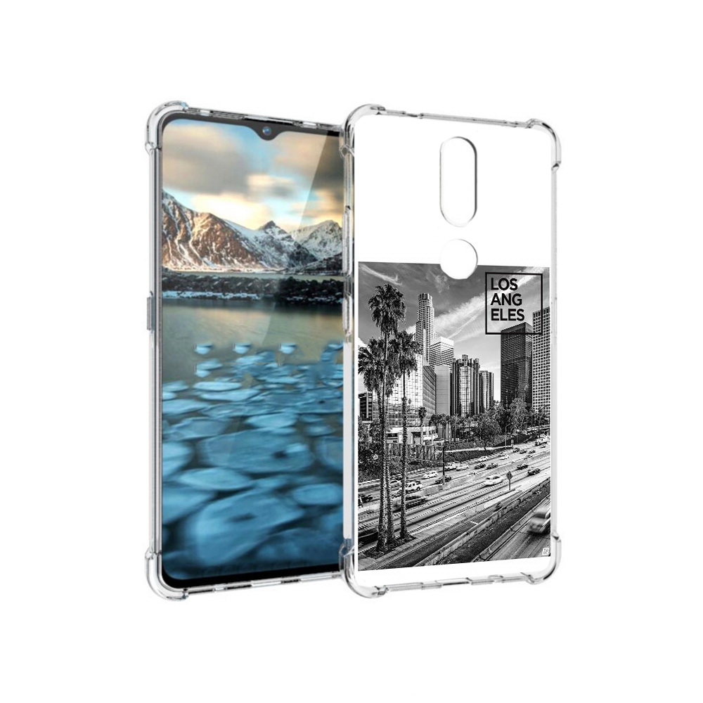 

Чехол MyPads Tocco для Nokia 2.4 черно белый лос анджелес (PT227049.107.685), Прозрачный, Tocco