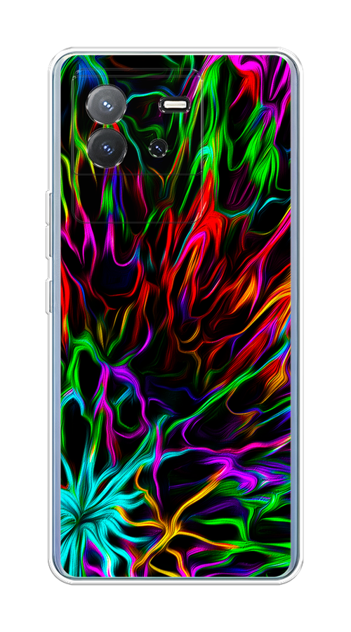 

Чехол на Vivo T2 4G "Разноцветные разводы", Голубой;зеленый;оранжевый, 269550-1