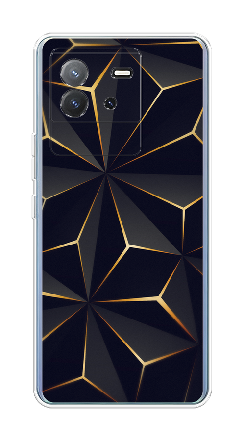 

Чехол на Vivo T2 4G "Черные полигоны", Золотистый;черный, 269550-1