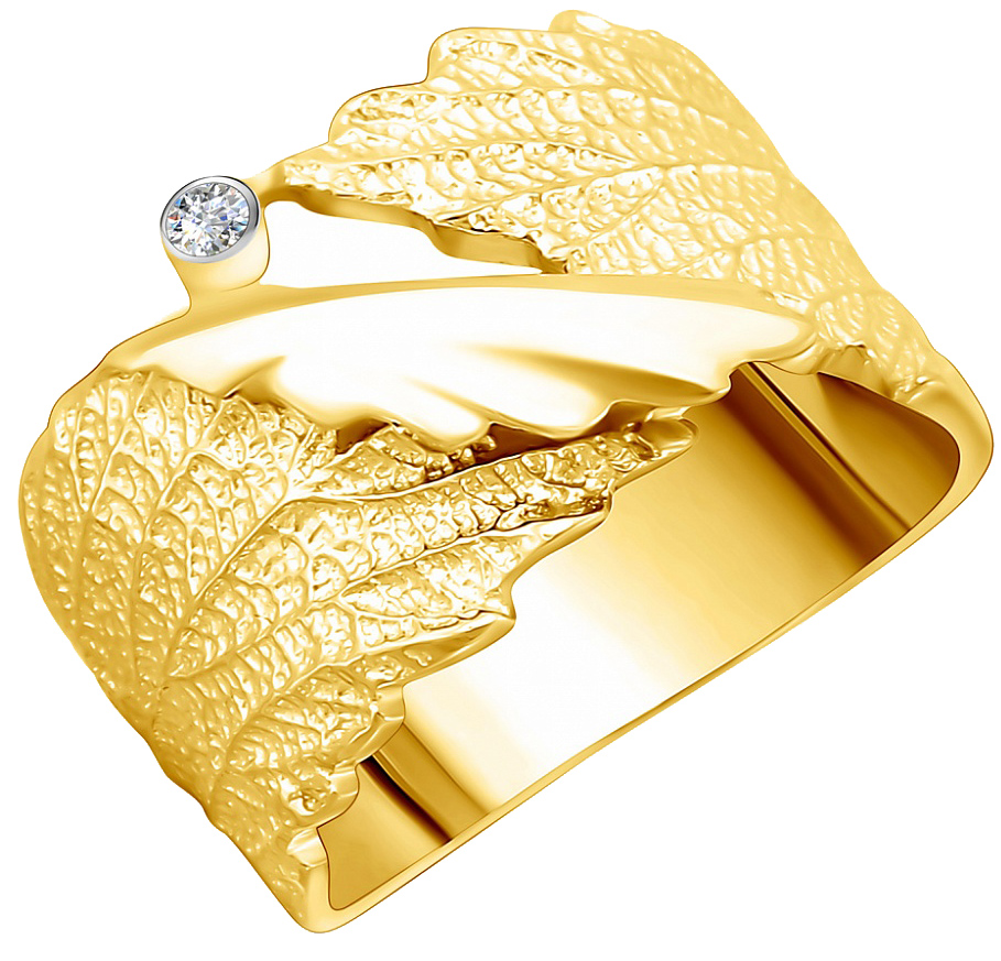 Кольцо из желтого золота с бриллиантом р. 17 Альдзена K-14028