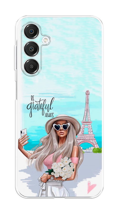 

Чехол на Samsung Galaxy A16 Селфи Париж, Голубой;бежевый, 2110250-1