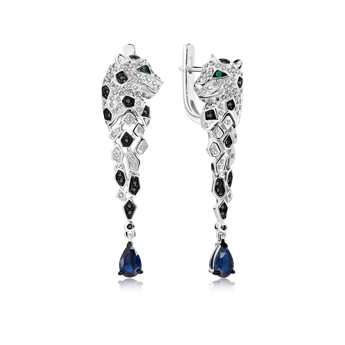 

Серьги подвески из серебра VALTERA 117650, циркон/сапфир искусственный, 117650