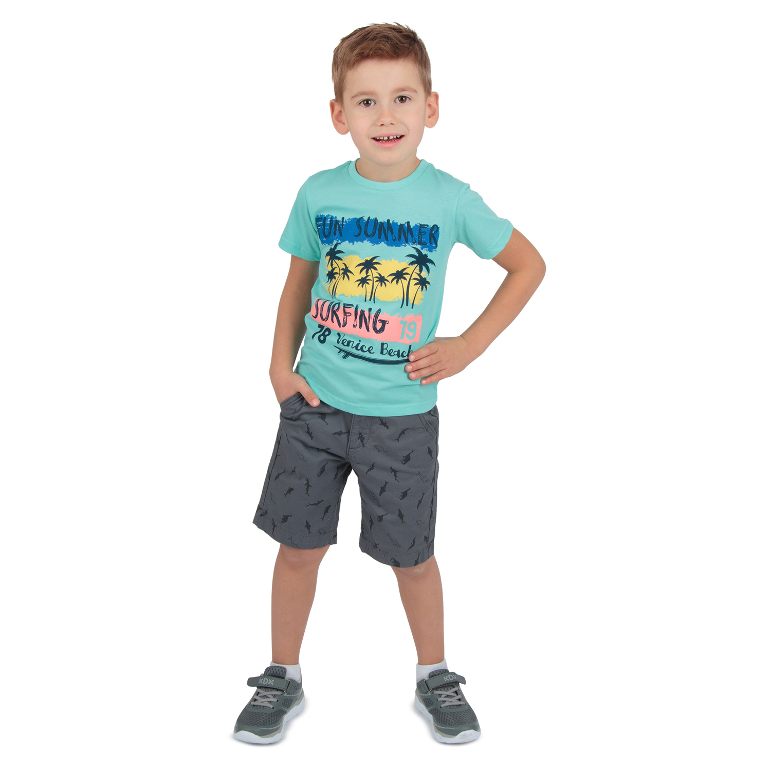 

Футболка Leader Kids Лови волну бирюзовый р.104, GL001057399