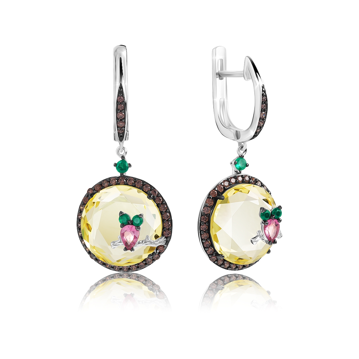 

Серьги подвески из серебра VALTERA 117640, циркон/кварц искусственный, 117640