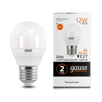 

Лампочка Gauss Elementary E27 12W 3000K 53212