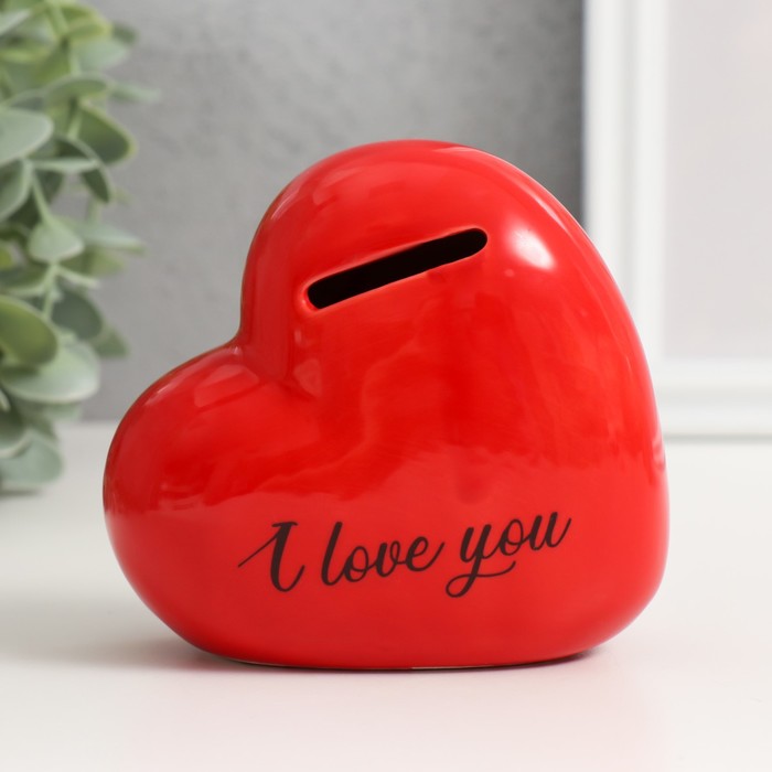 

Копилка Красное сердце - I love you 9735427, 11 х 5 х 10,5 см