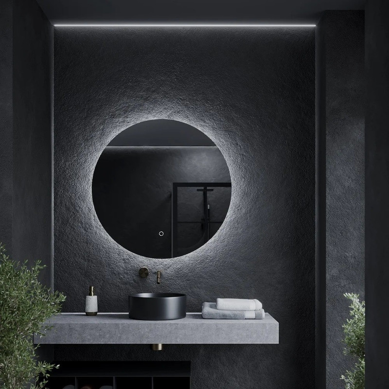Зеркало для ванной Slavio Maluchini MN D100 круглое с холодной LED-подсветкой кнопка 1 ая сенсорная livolo classic vl c701ih
