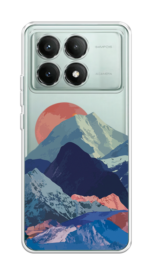 

Чехол на Poco X6 PRO 5G "Закат в снежных горах", Бордовый;серый;голубой, 320950-1