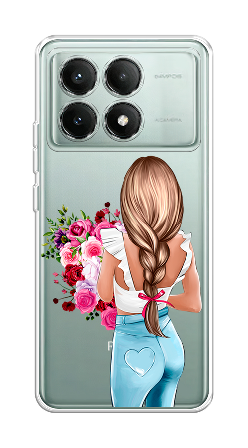 

Чехол на Poco X6 PRO 5G "Девушка с цветами", Коричневый;розовый;бирюзовый, 320950-1