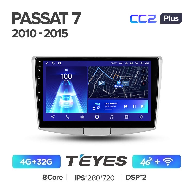 Автомобильная магнитола Teyes CC2 Plus 4/32Гб Volkswagen Passat b6 b7 2010-2015 ANDROID 10