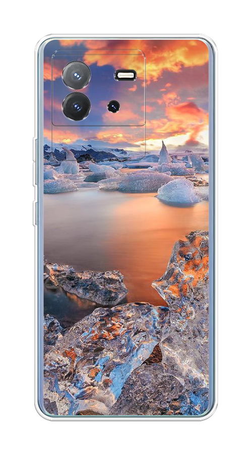 

Чехол на Vivo T2 4G "Ледники", Синий;оранжевый, 269550-1