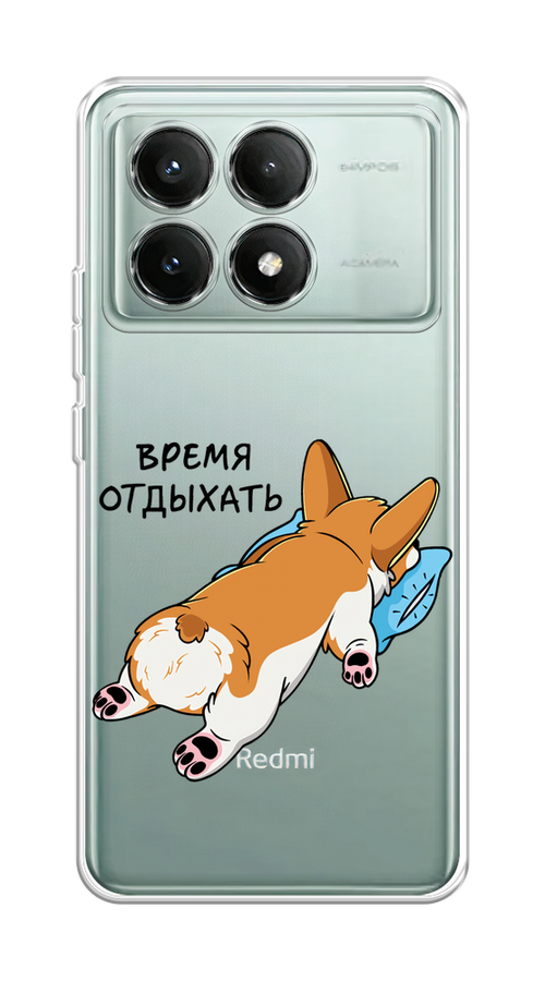 

Чехол на Poco X6 PRO 5G "Корги отдыхает", Черный;коричневый;голубой, 320950-1