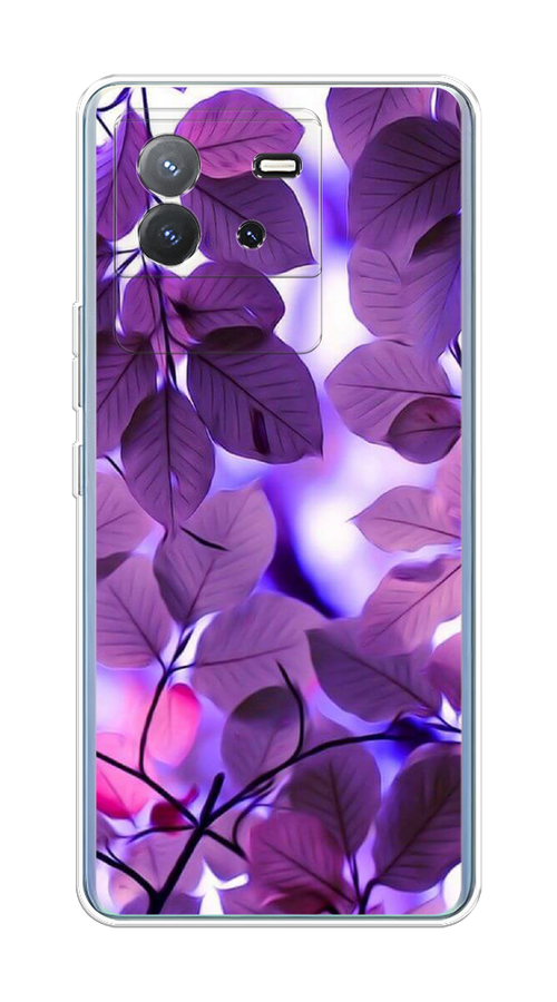 

Чехол на Vivo T2 4G "Сиреневые листики", Фиолетовый;голубой, 269550-1