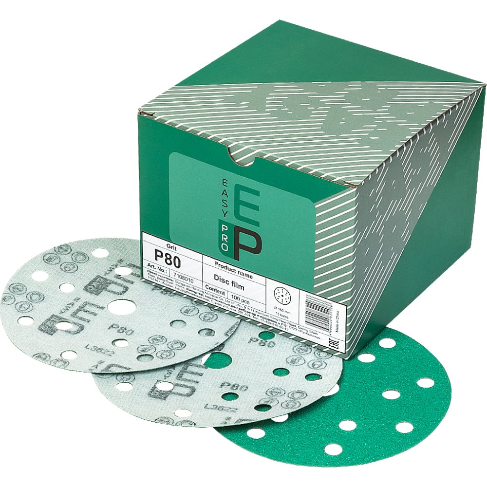 

EASY PRO Круг абразивный на пленке 150 мм P80 15 отв. (100 шт) 7108010