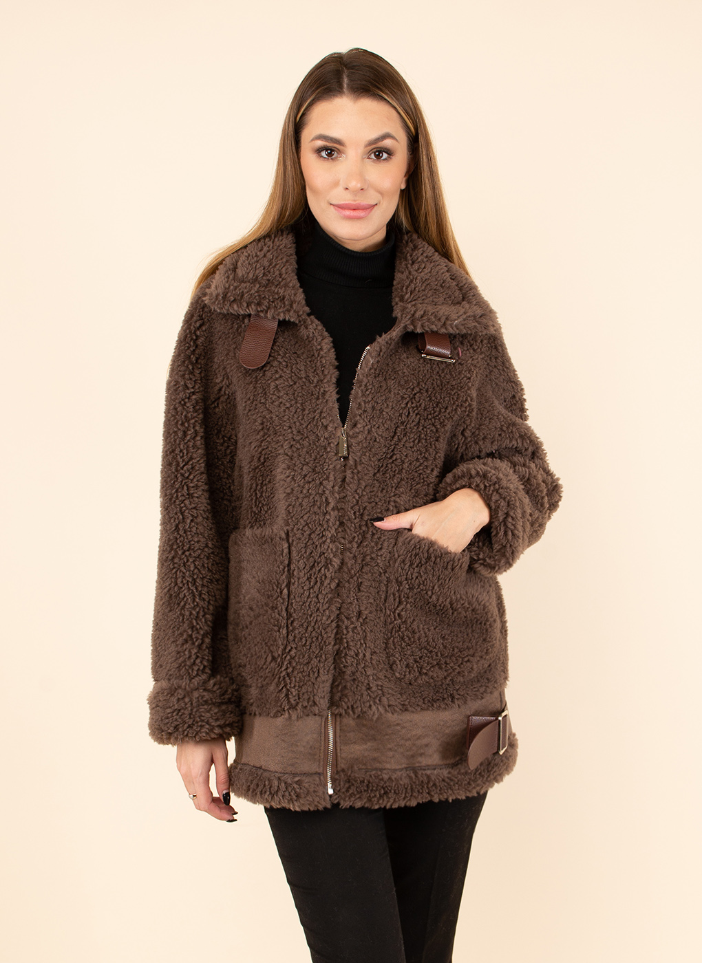 

Полушубок женский Каляев 53630 коричневый 48, 53630