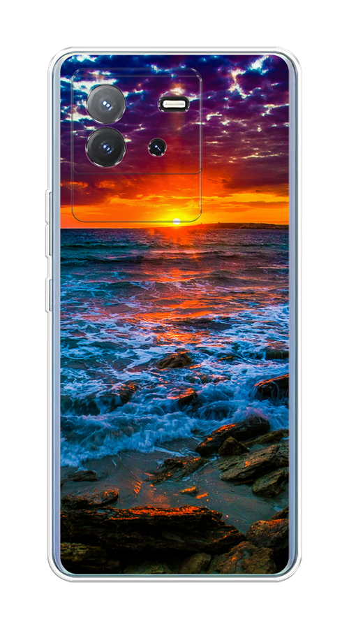 

Чехол на Vivo T2 4G "Закат 1", Оранжевый;синий, 269550-1