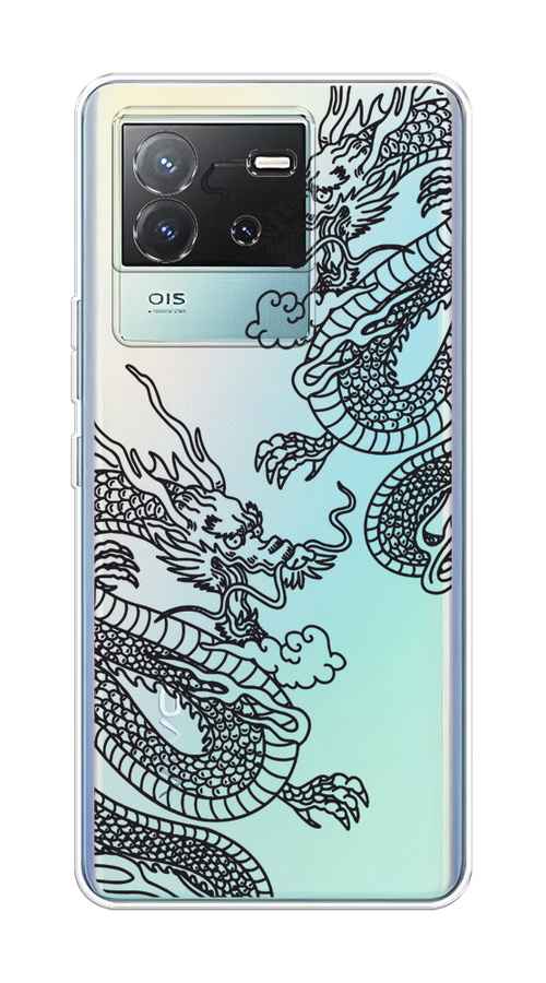 

Чехол на Vivo T2 4G "Два китайских дракона", Серый;черный, 269550-1