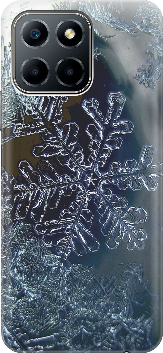 

Силиконовый чехол на Honor X6 / X8 5G с принтом "Макро снежинка", Синий;черный, 158165