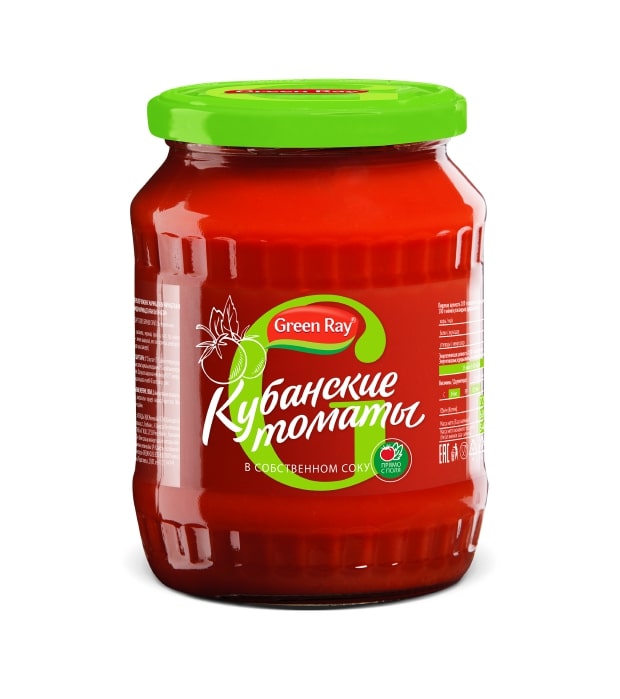 

Томаты Green Ray Кубанские в собственном соку 720 г