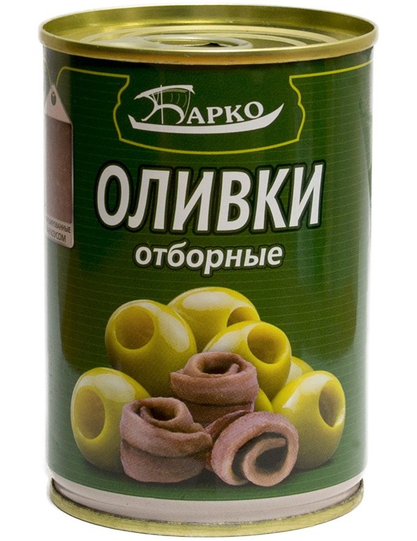 

Оливки Барко фаршированные анчоусом 280 г
