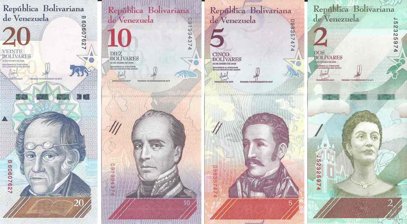 

Набор из 8 банкнот 2 5 10 20 50 100 200 500 боливар Венесуэла 2018 аUNC