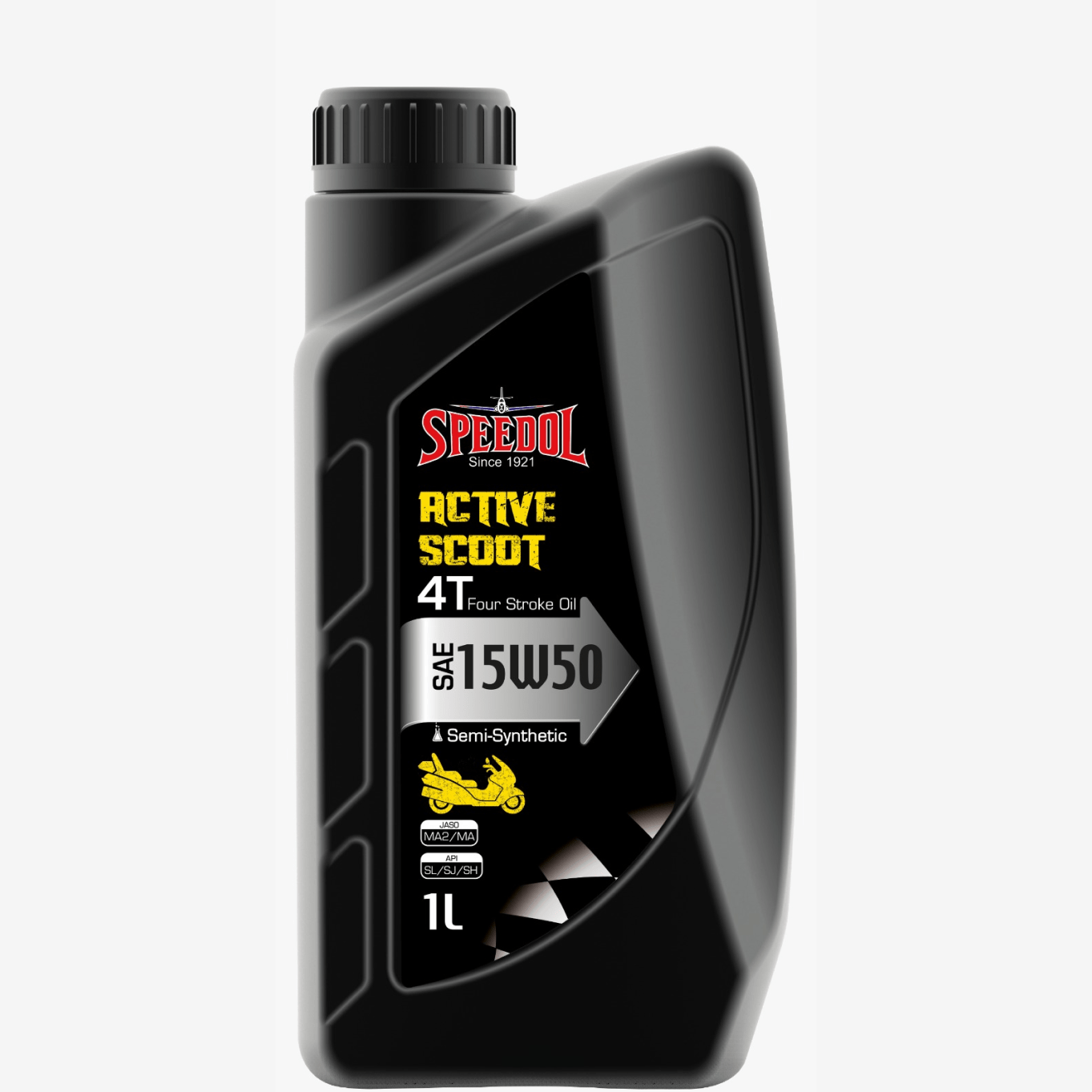Мотоциклетное масло SPEEDOL ACTIVE SCOOT 4T 15W50 API SLSJSH JASO MA2MA 1л 636₽
