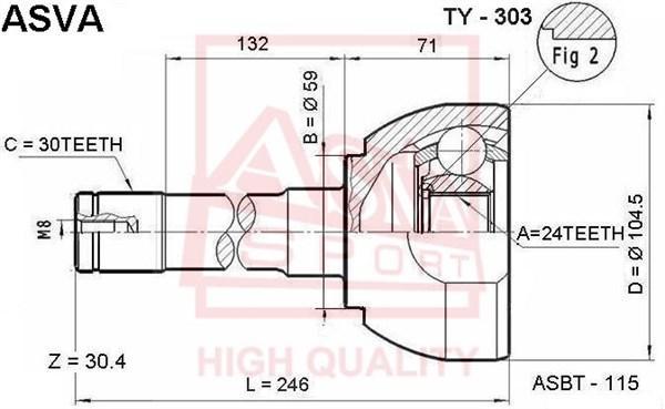 

ASVA TY-303 ШРУС наружный 24x59x30 1шт