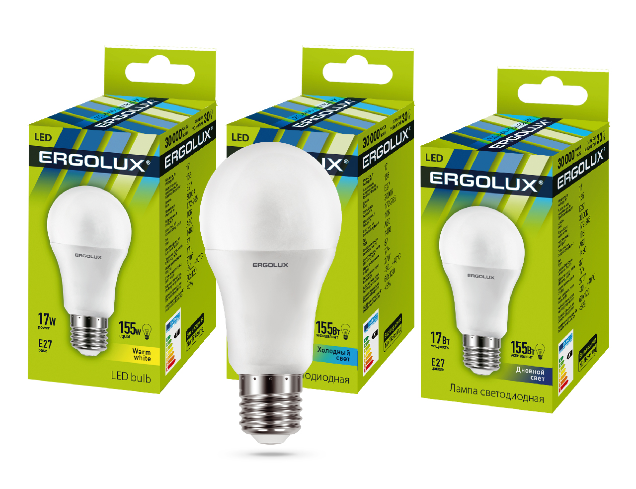 Лампа светодиодная Ergolux LED-A60-17W-E27-6K