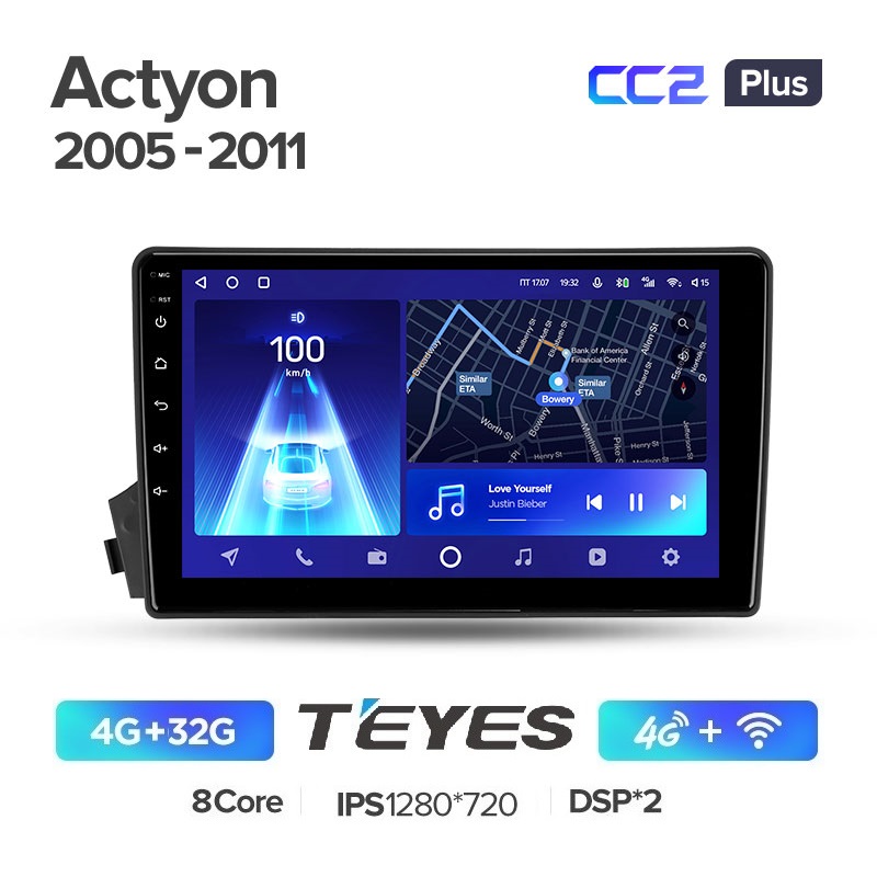 Автомобильная магнитола Teyes CC2 Plus 4/32Гб SsangYong Kyron 2005 - 2011 ANDROID 10