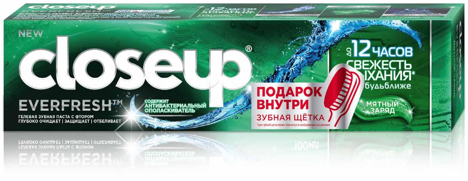 фото Зубная паста closeup everfresh мятный заряд 100 мл с зубной щеткой