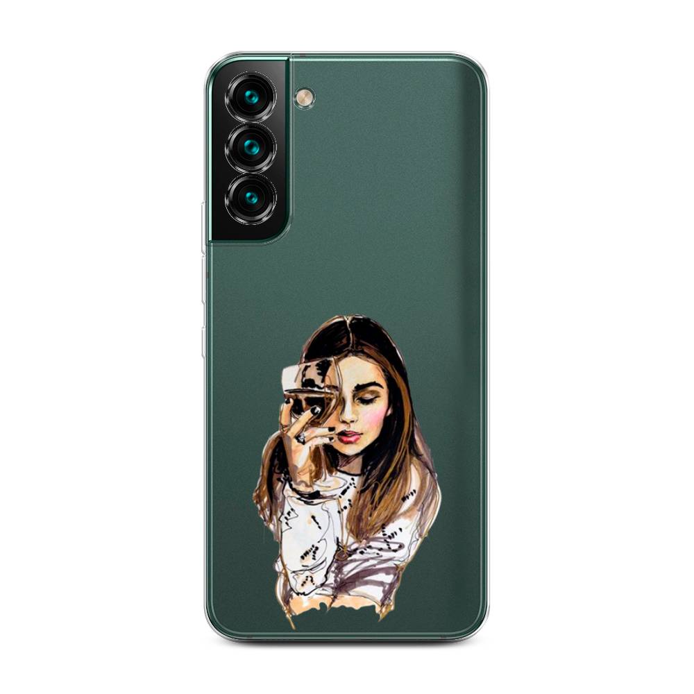 

Чехол Awog на Samsung Galaxy S22 + / Самсунг S22 + "Девушка с бокалом", Коричневый;прозрачный;бежевый, 2103950-7