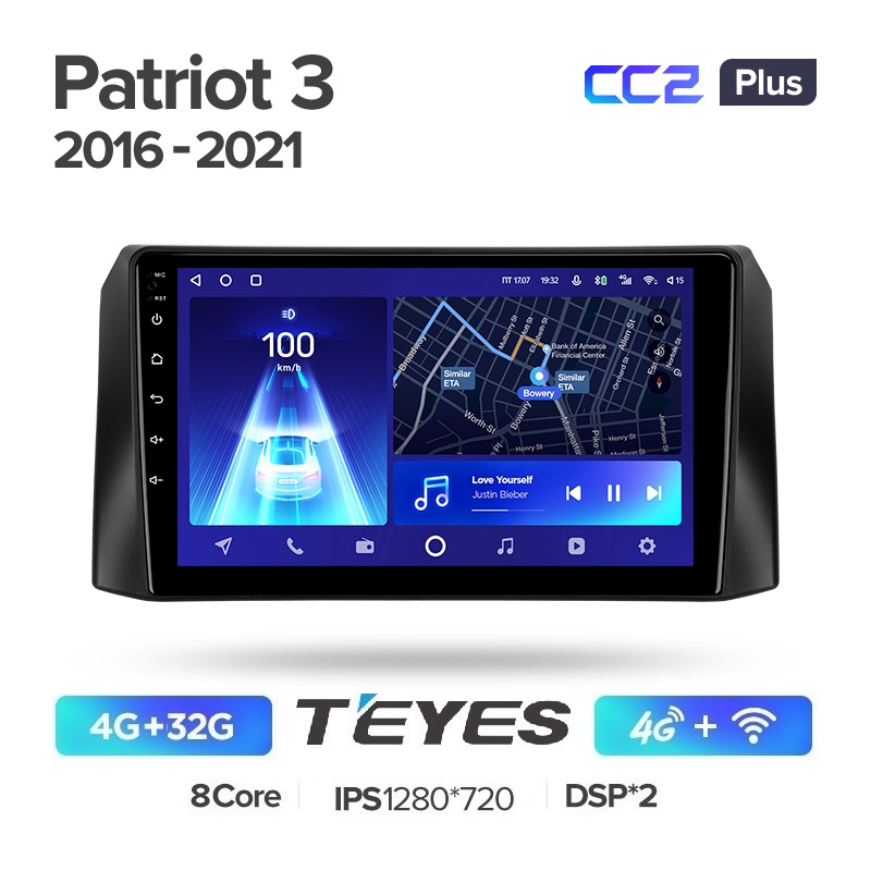 Автомобильная магнитола Teyes CC2 Plus 4/32Гб Uaz Patriot 3 2016-2021 ANDROID 10