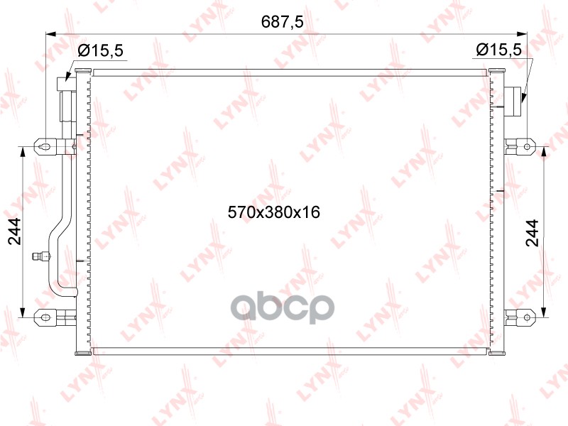 фото Радиатор кондиционера lynxauto арт. rc0133