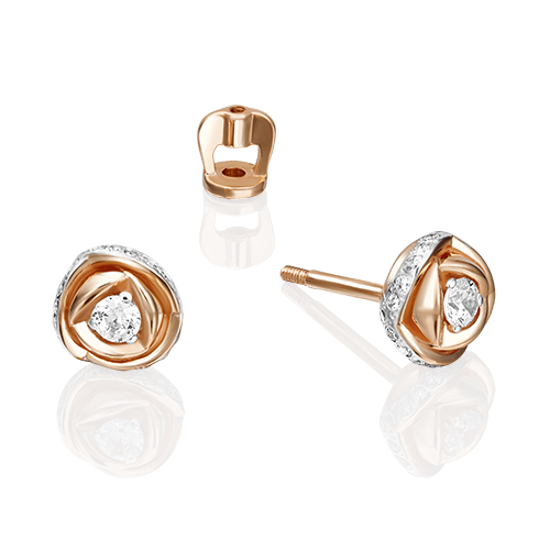 

Серьги пусеты из золота PLATINA jewelry 02-3065, фианит, 02-3065
