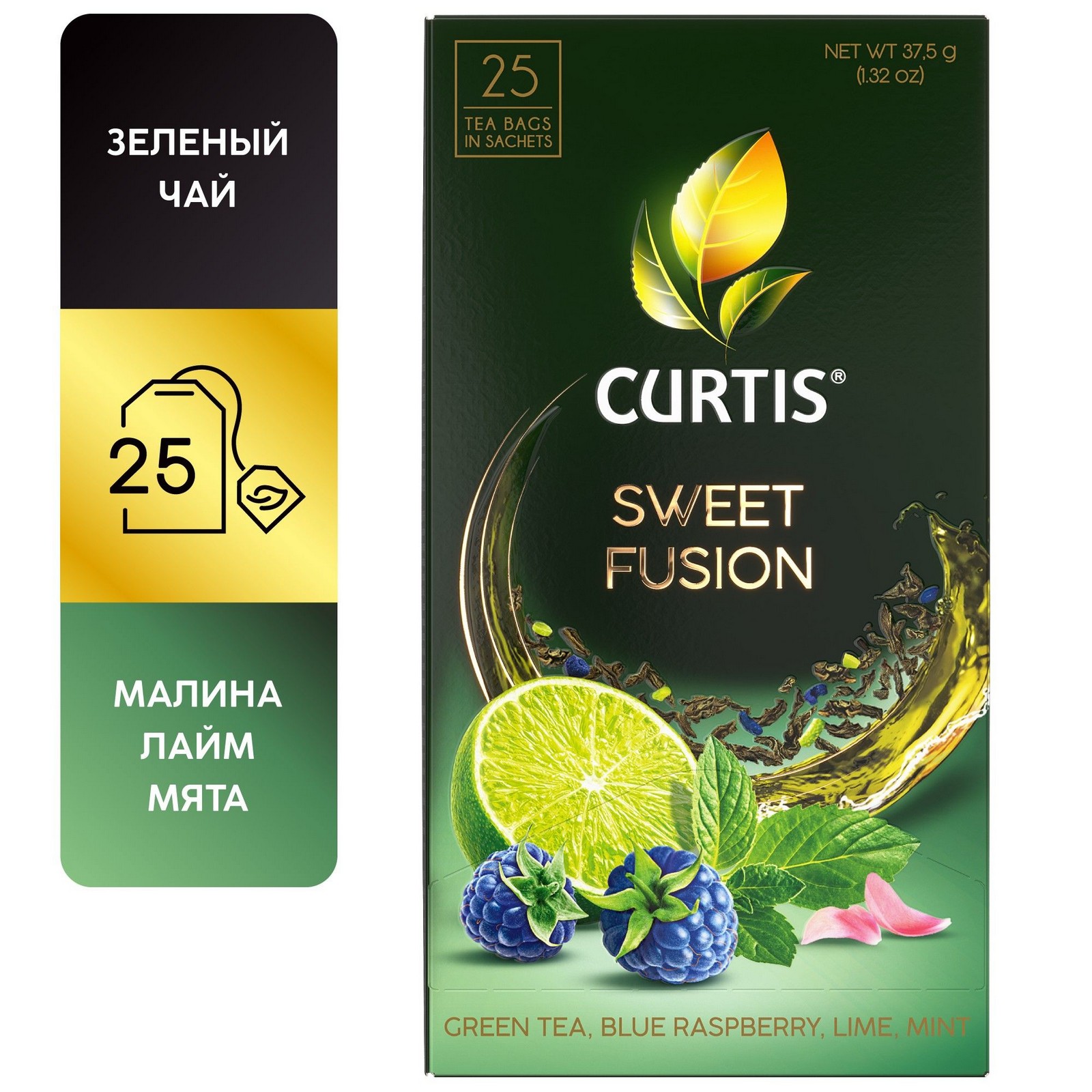 Чай зеленый Curtis Sweet Fusion арома в пакетиках 1,5 г х 25 шт