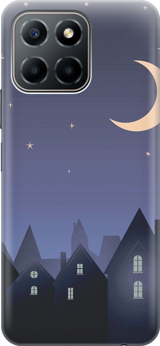 

Силиконовый чехол на Honor X6 / X8 5G с принтом "Месяц над городом", Синий;черный, 158174