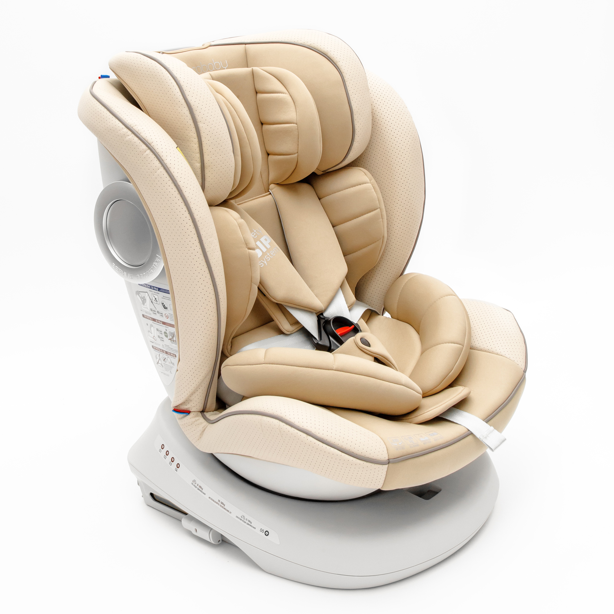 фото Автокресло amarobaby champion, isofix класс d, группа 0+/1/2/3, бежевый