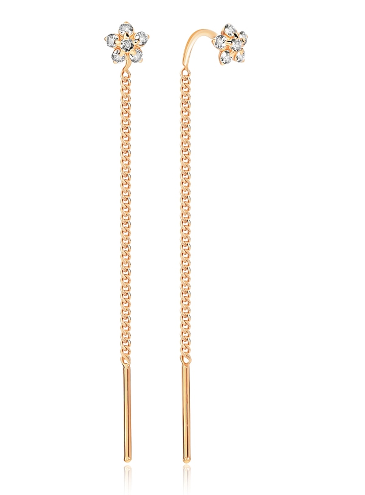 

Серьги продевки из серебра VALTERA 117908, фианит, 117908