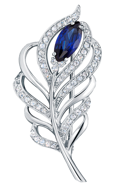 Брошь из белого золота с корундом/сапфиром Vesna jewelry 91816-251-331-00
