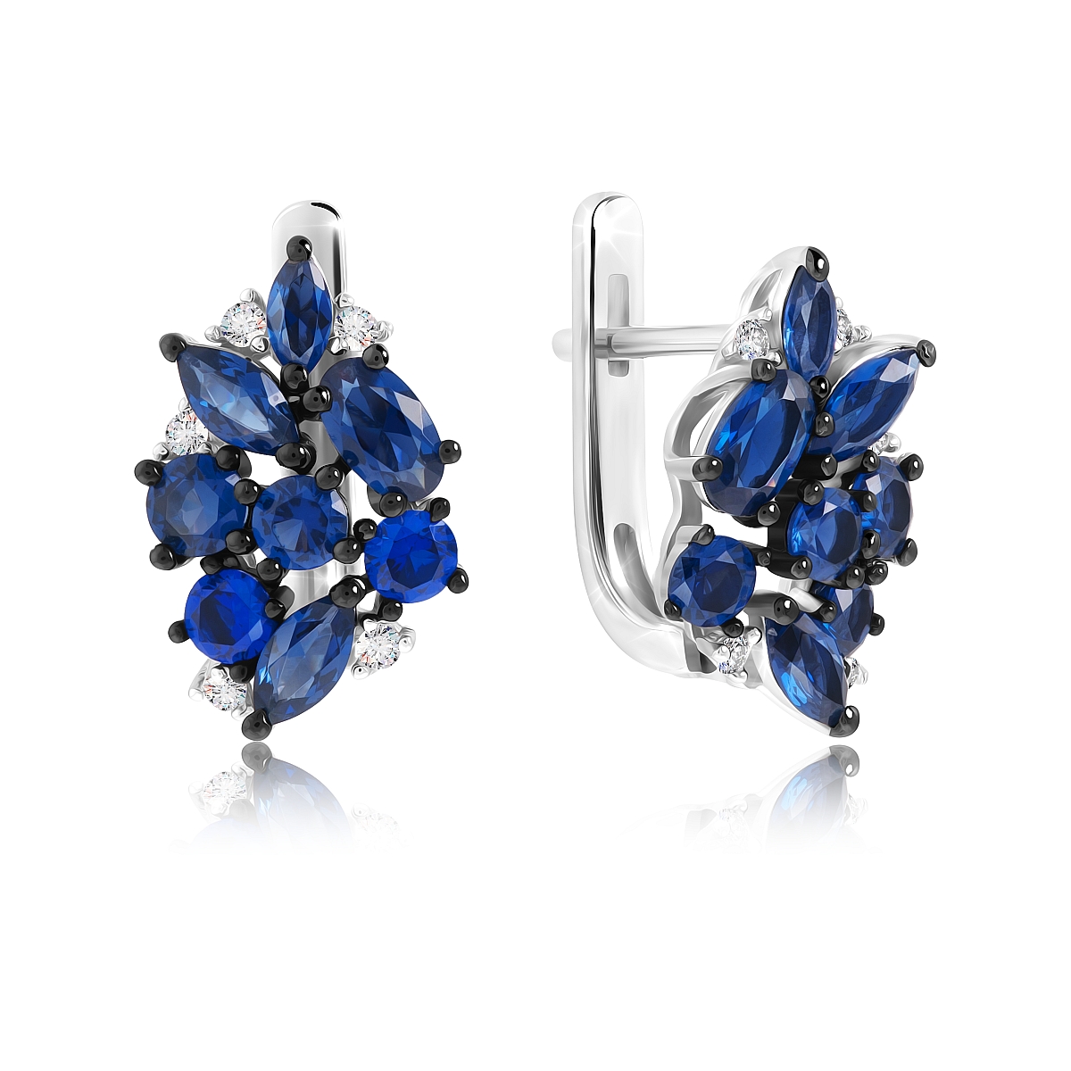 

Серьги из серебра VALTERA 117620, сапфир искусственный/циркон, 117620