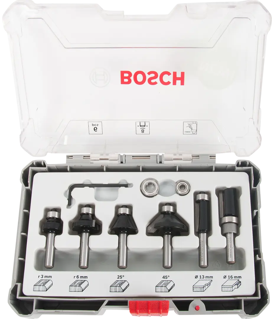 Набор фрез Bosch 2607017469 хвостовик 8 мм, 6 шт.