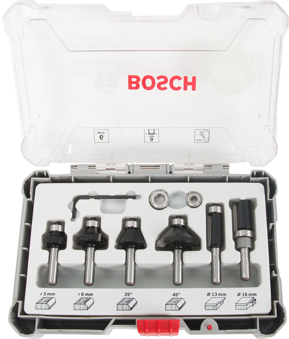 

Набор фрез Bosch 2607017469 хвостовик 8 мм, 6 шт.