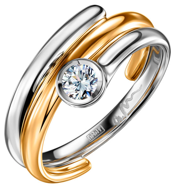 Кольцо из желтого золота с бриллиантом р. 16,5 Арт-Модерн 010574-ZH/B