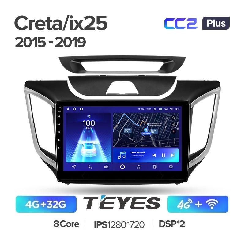 Автомобильная магнитола Teyes CC2 Plus 4/32Гб Hyundai Creta IX25 2015-2019 ANDROID 10