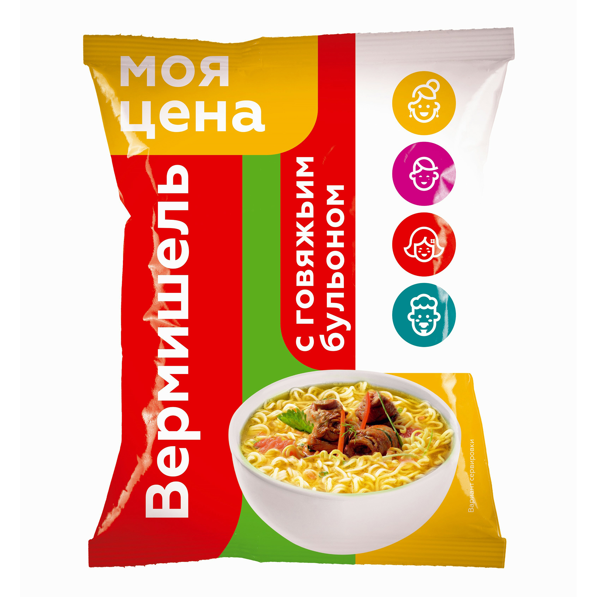 

Лапша Моя цена с говяжьим бульоном быстрого приготовления 60 г
