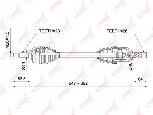 

Приводной вал LYNXAUTO cd6707