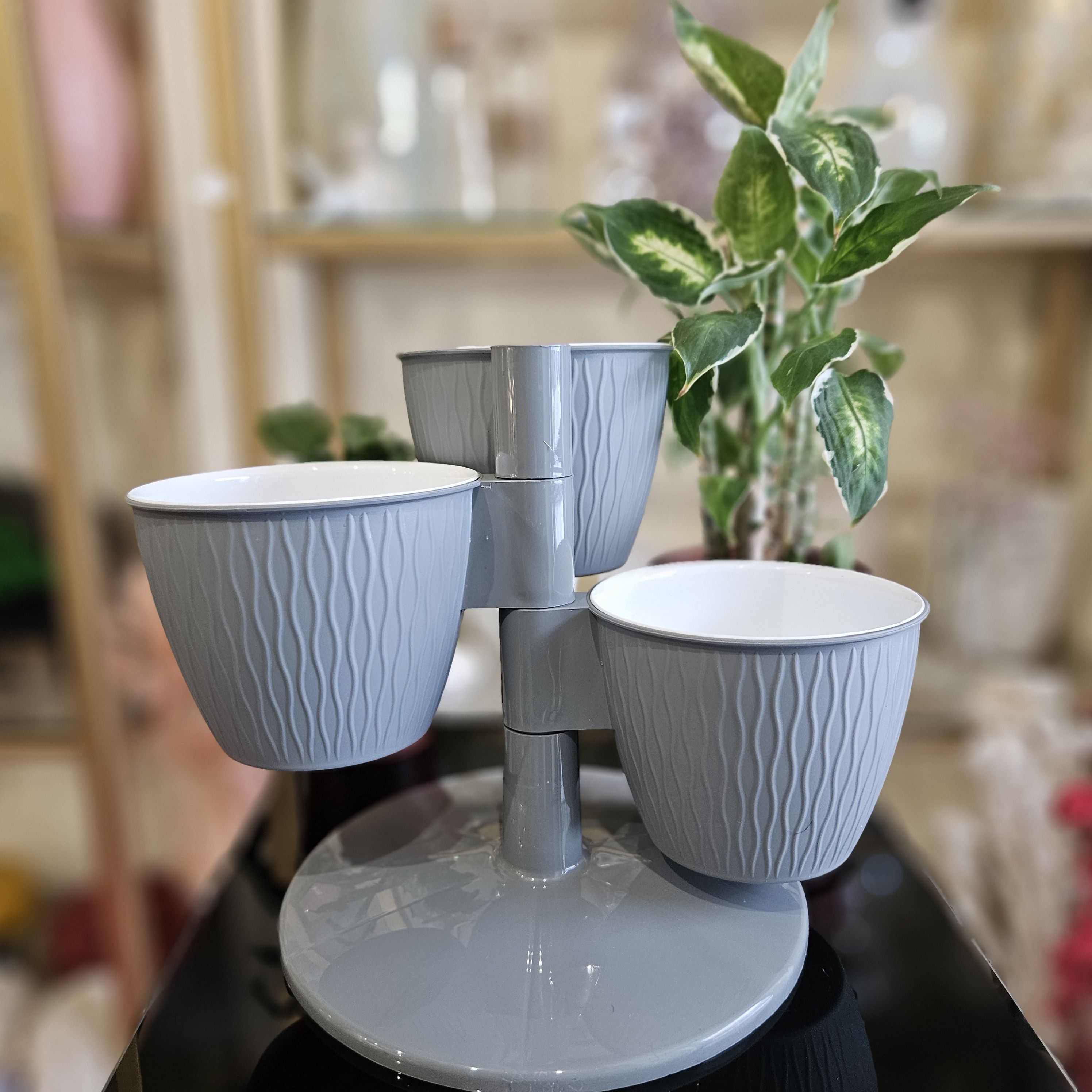 Горшок для цветов ArAs Flowers Пирамида артикул 949, цвет- серый, 0,8 л., 1 шт.