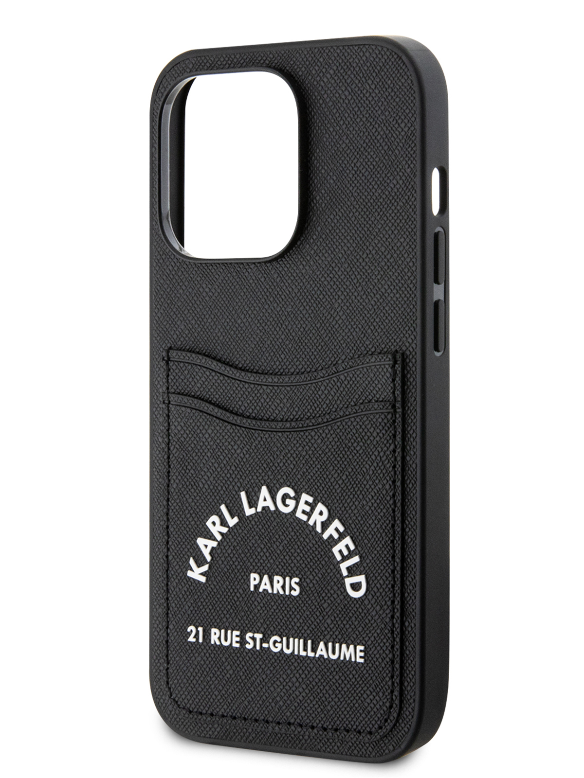 Чехол Karl Lagerfeld для iPhone 14 Pro с карманом для карт 3D rubber logo Hard Black