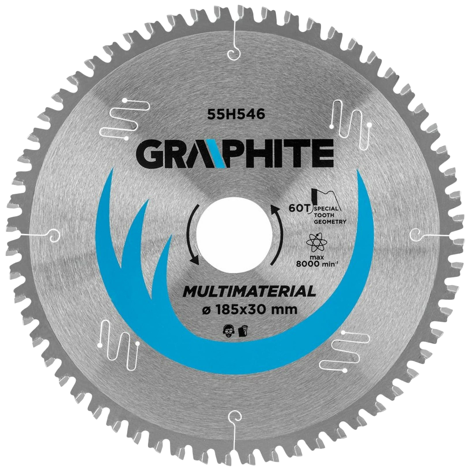 

GRAPHITE Диск отрезной, карбид кремния, 185 x 30 мм 60 зубьев, универсальный 55H546