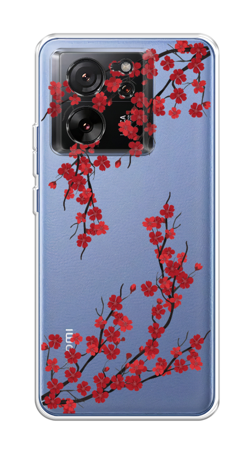 

Чехол на Xiaomi 13T "Красная сакура", Красный;черный, 319850-1